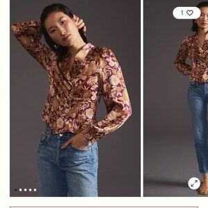 Favorite Daughter Gold and Purple Floral Blouse